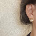 Cat Eye Stone Alloy Earring 1 Pair - E4011 - Gold - One Size