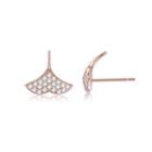 925 Sterling Silver Plated Rose Gold Fashion Ginkgo Leaf Cubic Zircon Stud Earrings Rose Gold - One Size