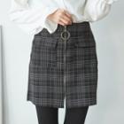 Plaid A-line Skirt Black - One Size