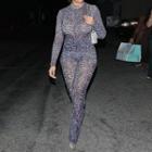 Printed Long Sleeve See-through Straight Cut Jumpsuit