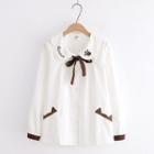 Long-sleeve Embroidered Shirt White - One Size