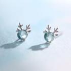 Antler Ear Stud 1 Pair - 925 Silver - Silver - One Size