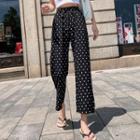 Dotted High-waist Cropped Wide-leg Pants