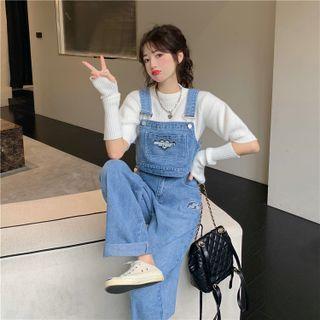 Set: Denim Camisole Top + Straight Leg Jeans