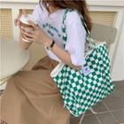 Checker Canvas Tote Bag / Shoulder Bag / Pouch / Crossbody Bag / Lunchbox Bag