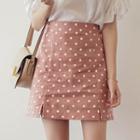 Slit-hem Polka-dot A-line Mini Skirt