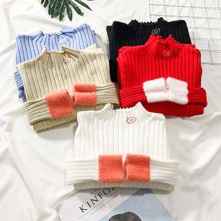 Smiley-face Mock-neck Knit Top