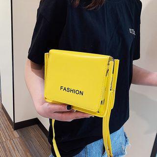 Faux Leather Clear Panel Crossbody Bag + Flap Cover Bag