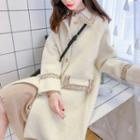 Buttoned Knit Coat Beige - One Size