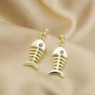 Fish Bone Alloy Earring E2988-1 - 1 Pr - Gold - One Size