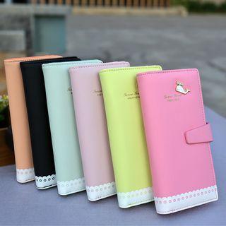 Faux-leather Dolphin-panel Long Wallet