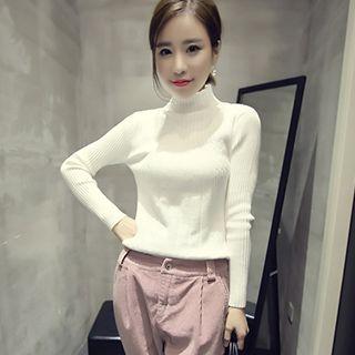 High-neck Long-sleeve Knit Top
