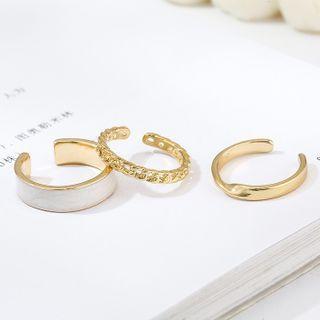 Set Of 3 : Glaze / Alloy Open Ring (assorted Designs) Set Of 3 - Ring - Gold - One Size