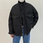 Long Sleeve Plain Quilted Padded Jacket