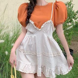 Short-sleeve Top / Spaghetti Strap A-line Dress