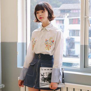 Floral Embroidered Casual Shirt