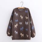 Cartoon Patterned Sweater Brown - One Size