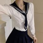 Sailor Collar Blouse / Mini Pleated Skirt / Set