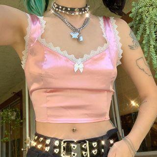 Cropped Lace Trim Tank Top