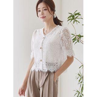 Two-way V-neck Lace Blouse