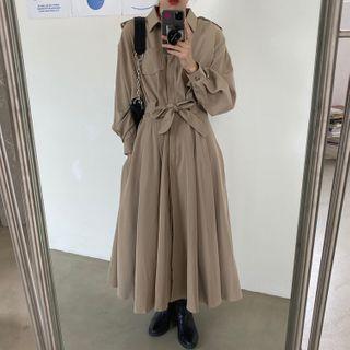 Tie-front Midi Coat Dress