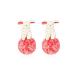 Rabbit Alloy Pom Pom Dangle Earring