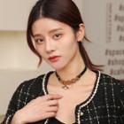 Bee Pendant Alloy Chain Faux Leather Choker