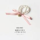 Ribbon Faux Pearl Hair Tie 02# - Pink - One Size