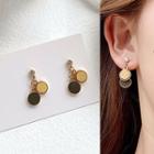 Rhinestone Velvet Disc Dangle Earring 1 Pair - Yellow & Green - One Size