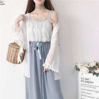 Chiffon Tank Top / Sleeveless Knit Top / Cardigan / Bolero / Wide-leg Pants
