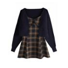 Set: Gingham Slipdress + Open Front Cardigan