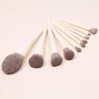 Set Of 10: Wooden Handle Makeup Brush Set Of 10 - Off-white - One Size
