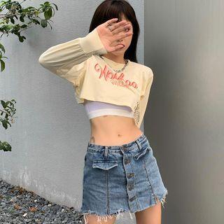 Set: Crop Tank Top + Lettering Crop Sweatshirt