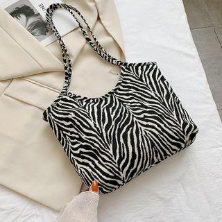 Leopard Print One-shoulder Tote Bag Black - One Size