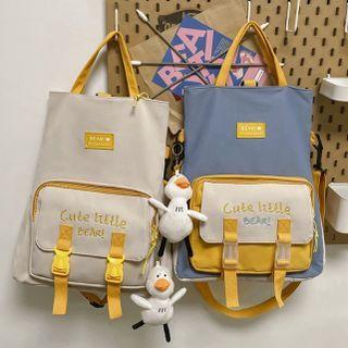 Letter Embroidered Top Handle Crossbody Bag