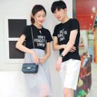 Couple Matching Short-sleeve Lettering T-shirt / A-line Dress