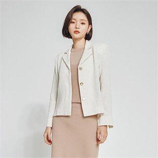 Linen Blend Summer Tweed Blazer Ivory - One Size