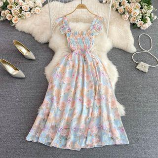 Sleeveless Floral Smocked Maxi Dress