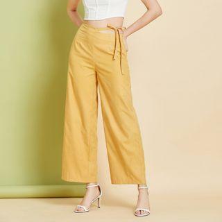 Cutout Lace-up Wide-leg Pants