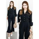 Long-sleeve Half-placket Jumpsuit