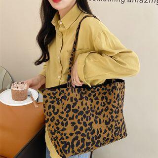 Leopard Print Tote Bag Corduroy & Leopard - One Size