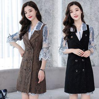 Double Breasted Lace Long Vest