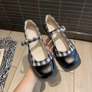 Platform Plaid Mary Jane Shoes