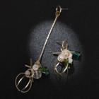 Non-matching Crystal Hoop Dangle Earring Blue & Green - One Size