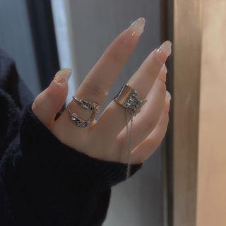 Irregular Alloy Open Ring / Lace Up Alloy Ring / Set