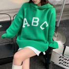 Oversized Lettering Embroidered Long-sleeve Hooded Sweater