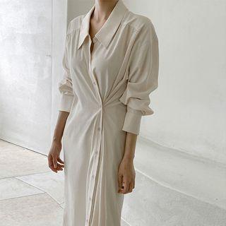 Two-way Shirred Maxi Shirtdress