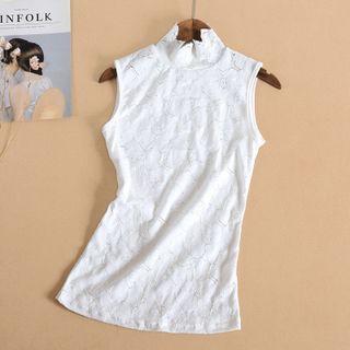 Stand Collar Lace Sleeveless Top