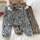 Puff-sleeve Animal Print Blouse