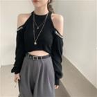 Chain- Detail Cold-shoulder Cropped Top